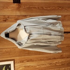 🐘Listicle Grey Hooded Zip Jacket with Fun Drawstrings (Large)🐘